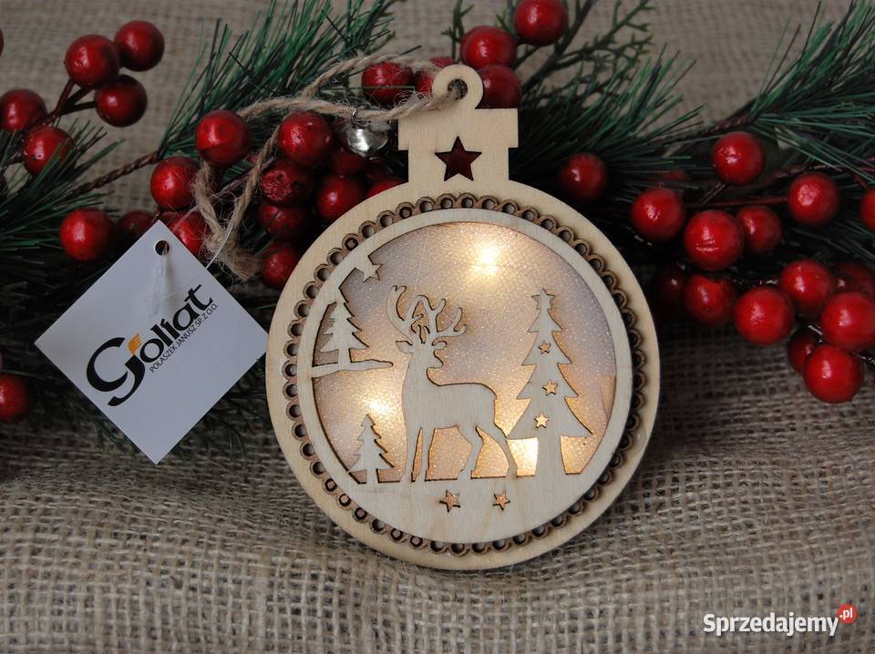 Zawieszka drewniana podświetlana bombka LED Lublin