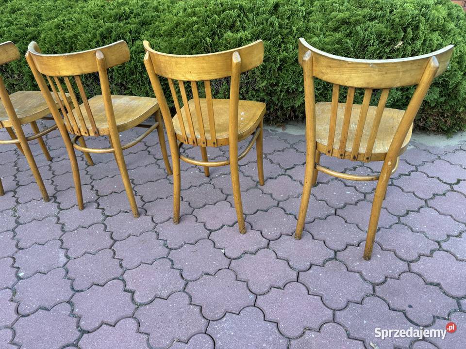 Krzesła gięte 5 vintage PRL art deco krzesło Sulbiny