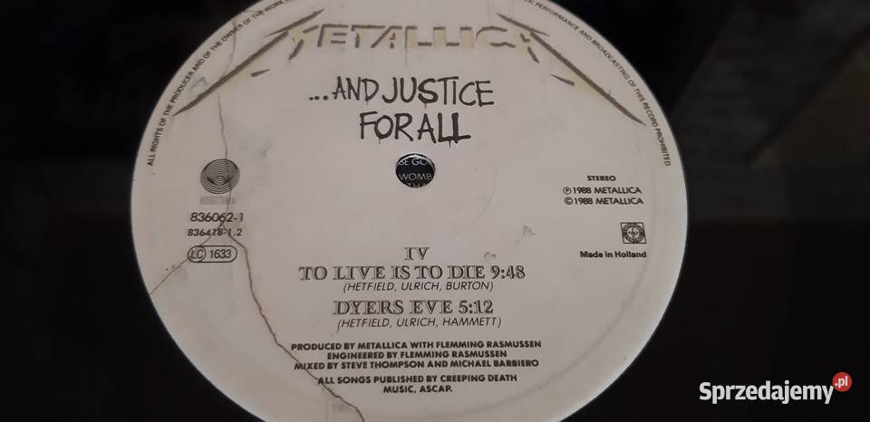 2LP Colorato…And Justice For All dei Metallica