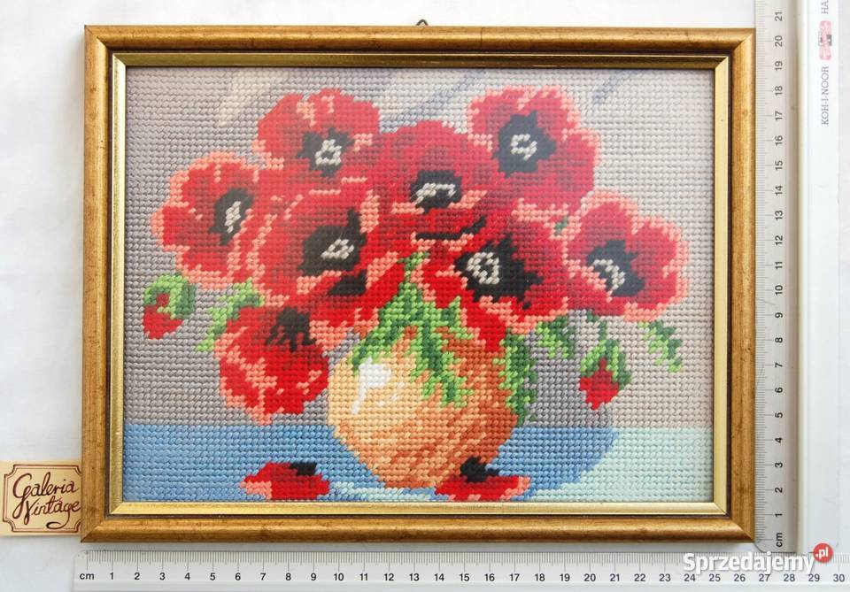 Maki kwiaty haftowane bukiet maków haftowany Lublin