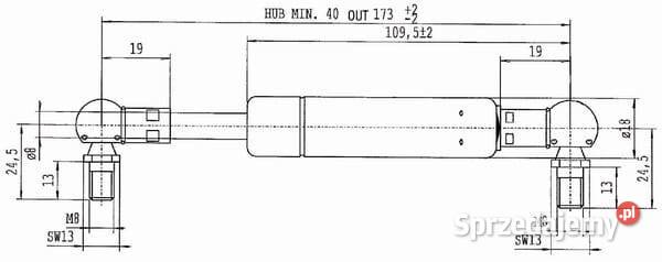Sprężyna gazowa L173 mm 350N Stabilus CA9694BY małopolskie Kamionna