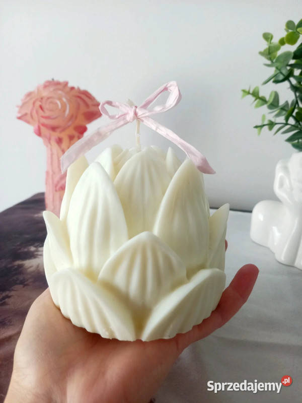 Kwiat lotosu Naturalna świeca sojowa Duża świeca małopolskie Kraków sprzedam