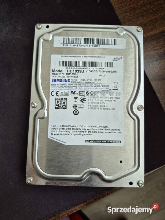 Dysk twardy Samsung HD103SJ 1TB 7200rpm 64MB sprzedam