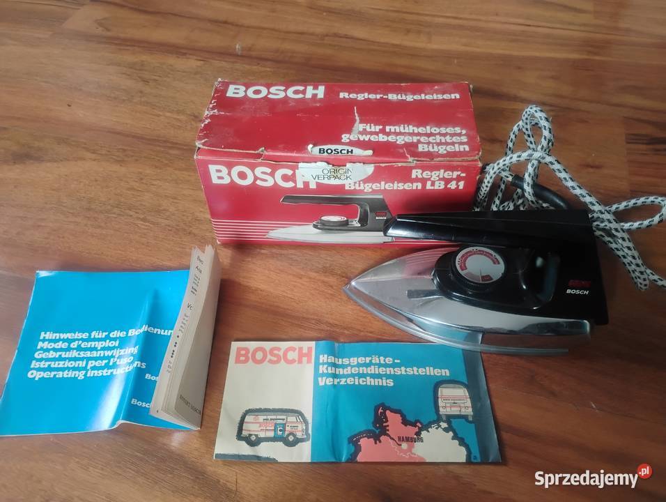 Stare Żelazko Bosch pudełko instrukcja 1977 AGD drobne Piekoszów