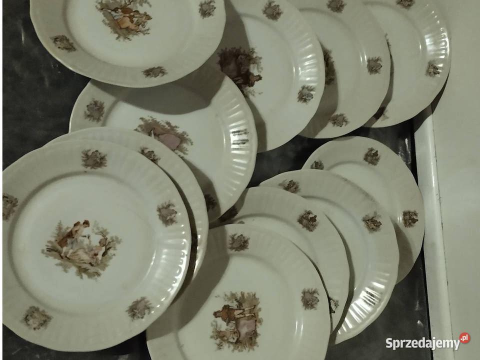 Talerzyki deserowe z PRL Warszawa