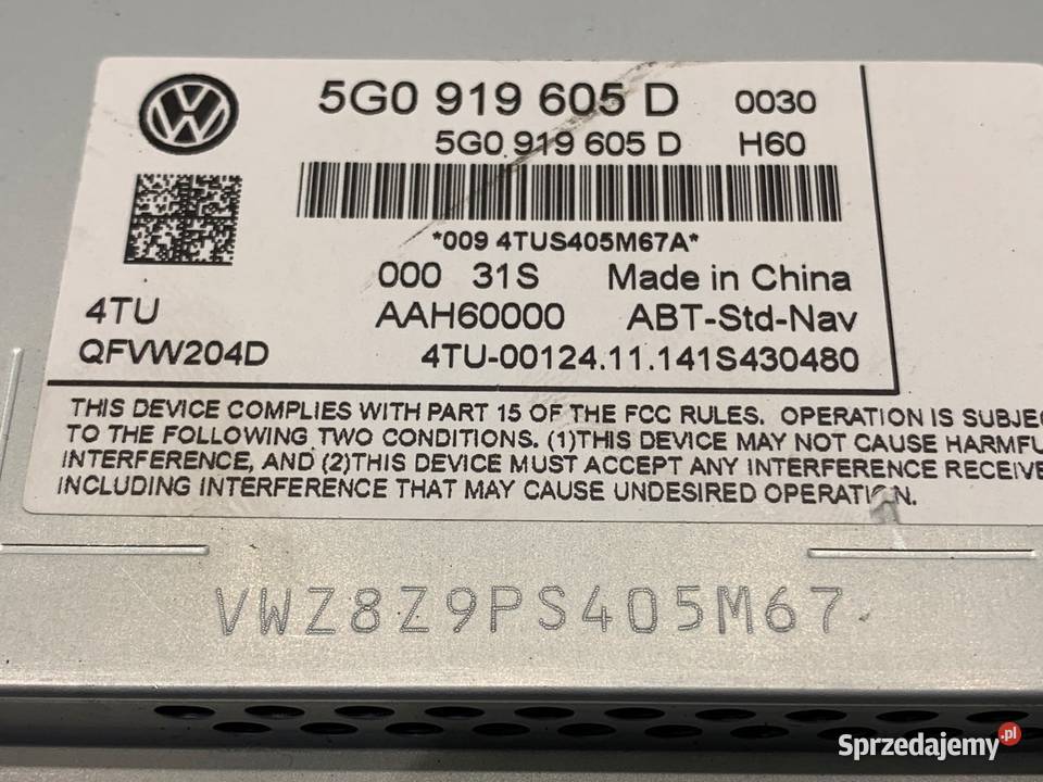RADIO VW GOLF VII 5G0919605D ODTWARZACZ Sprzęt audio fabryczny