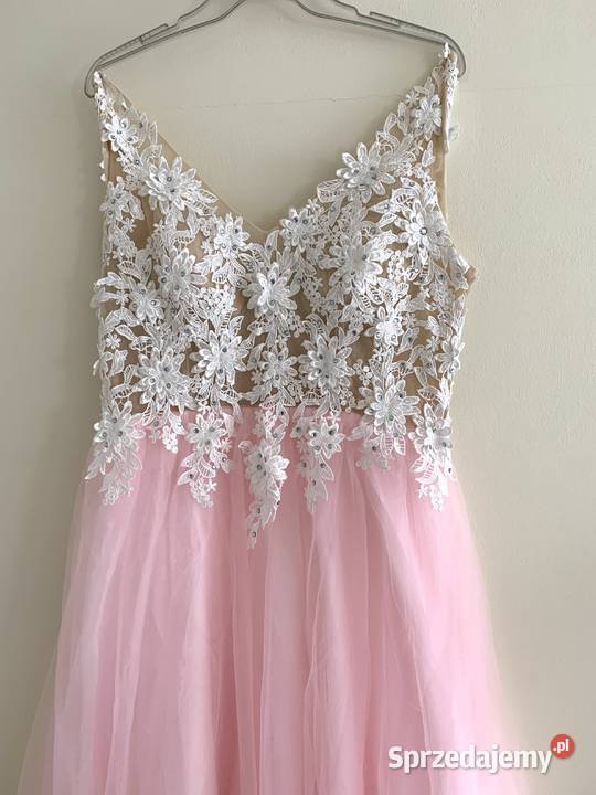 Suknia ślubna liniaA różowa cywilny druhna 44 48 Jelenia Góra