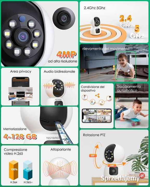 PODWÓJNA KAMERA 24G WIFI DO MONITORINGU Zawiercie