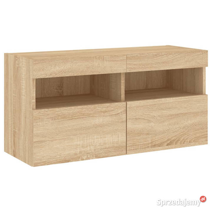 Ścienna szafka TV z LED dąb sonoma 80x30x40