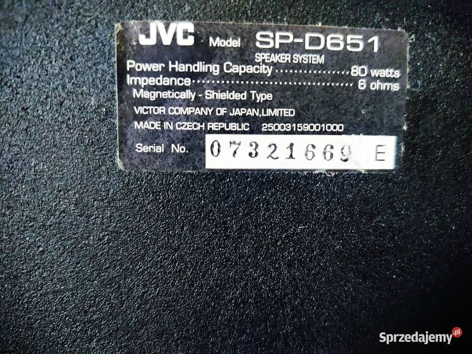 Trojdrożne kolumny JVC SP D651 80W6ohm Mińsk Mazowiecki