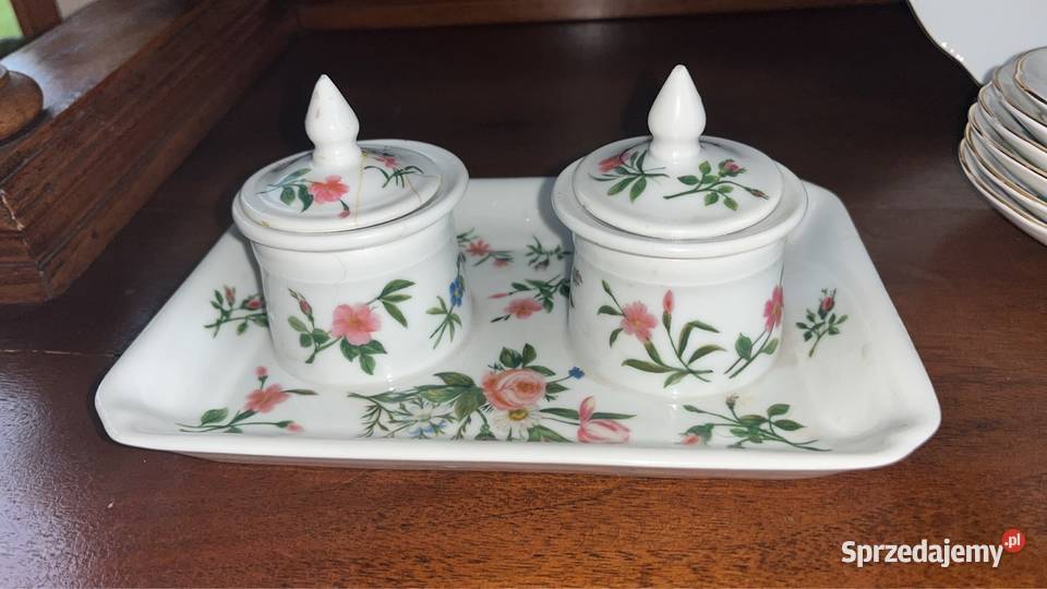 Kałamarz Biała porcelana Róże i chabry
