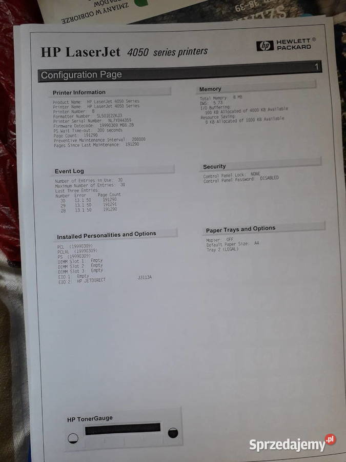 Solidna drukarka laserowa hp laserjet 4050n w mazowieckie Warszawa