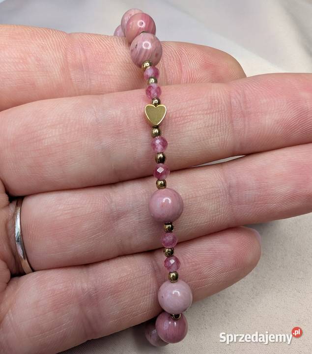 Bransoletka różaniec kamienie rodonit turmalin Wrocław