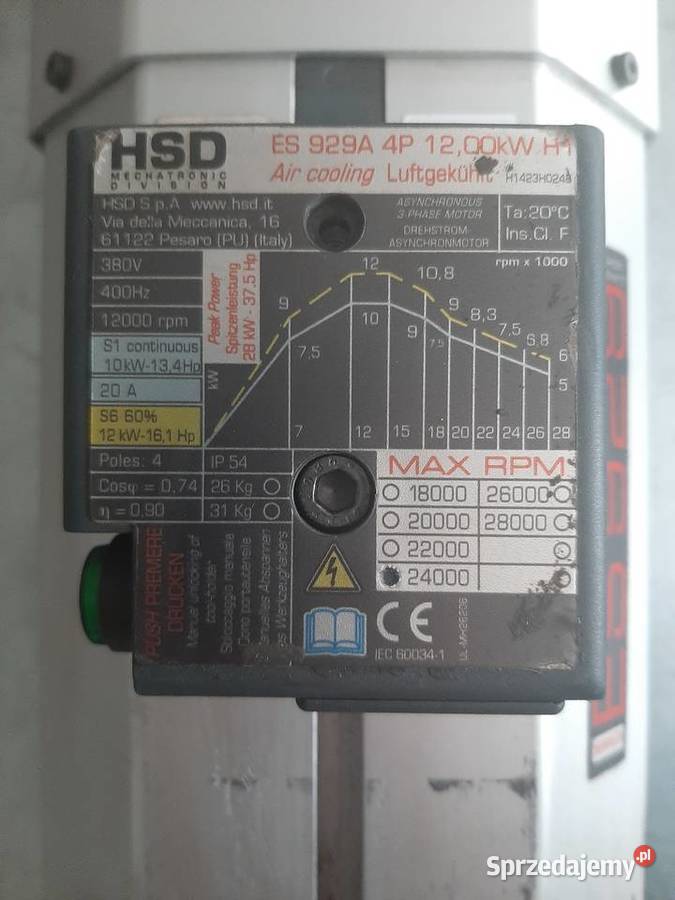 Elektrowrzeciono HSD ES 929 regeneracji Bytów sprzedam