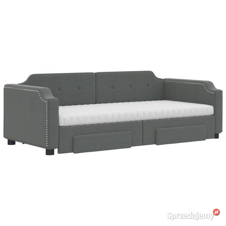 Sofa rozsuwana z szufladami ciemnoszara tkanina Warszawa