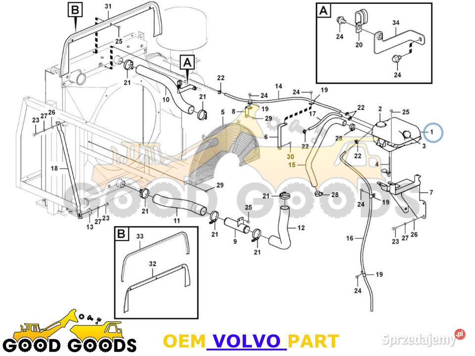VOLVO ZBIORNICZEK WYRÓWNAWCZY 17522033 1675922 Części do maszyn budowlanych Władysławów sprzedam