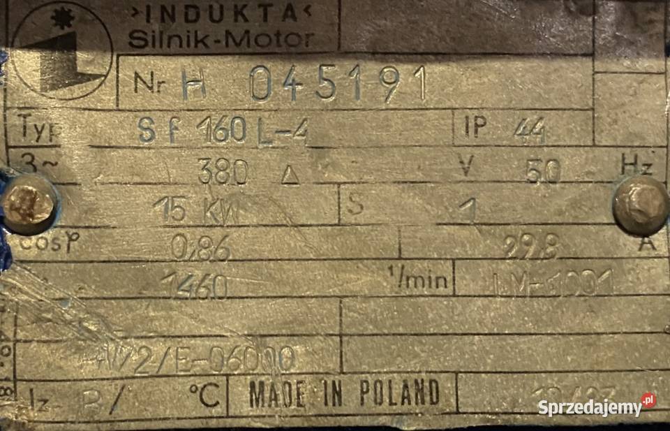 silnik elektryczny 15kW 1460obr 3fazowy INDUKTA Pigża sprzedam