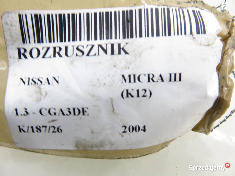 ROZRUSZNIK NISSAN MICRA III K12 13 CGA3DE osobowe Układ elektryczny silnika Układ elektryczny, zapłon
