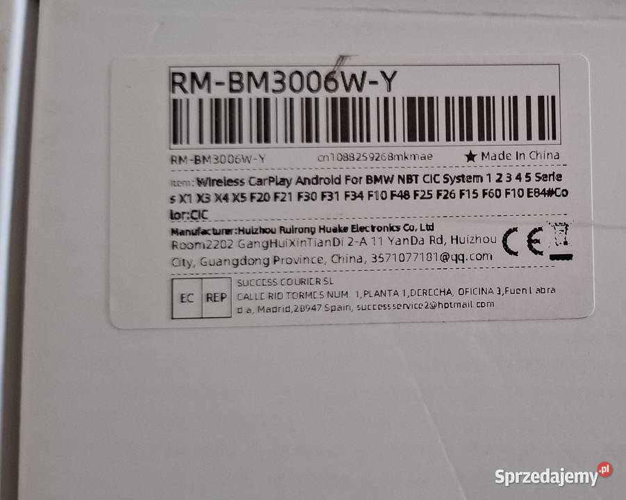 Bezprzewodowy CarPlay Android Auto BMW CIC Moduł Pozostałe Zagórów