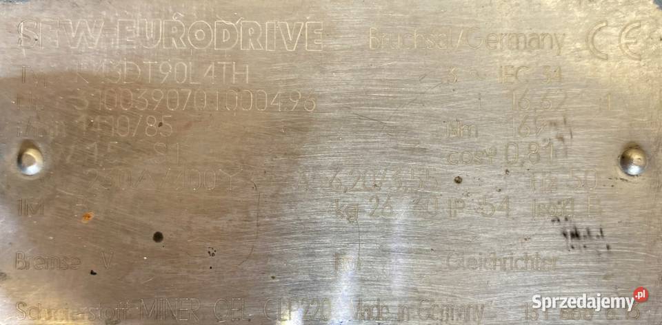 motoreduktor przekładnia 15kW 85obr SEW kujawsko-pomorskie