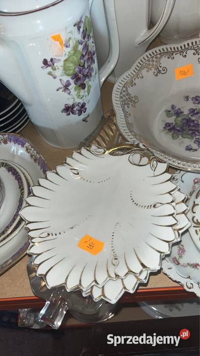 Patera Listek porcelanowy Złocony Biała