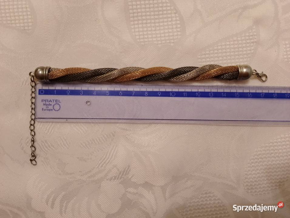 BRANSOLETKA pleciona trójkolorowa warkocz stal Oborniki