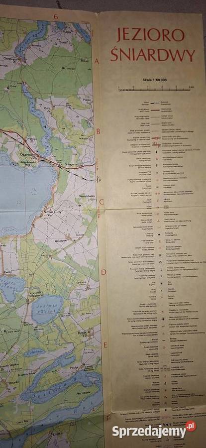 Jezioro Śniardwy unikatowa mapa turystyczna 1987 wielkopolskie Łęczyca sprzedam