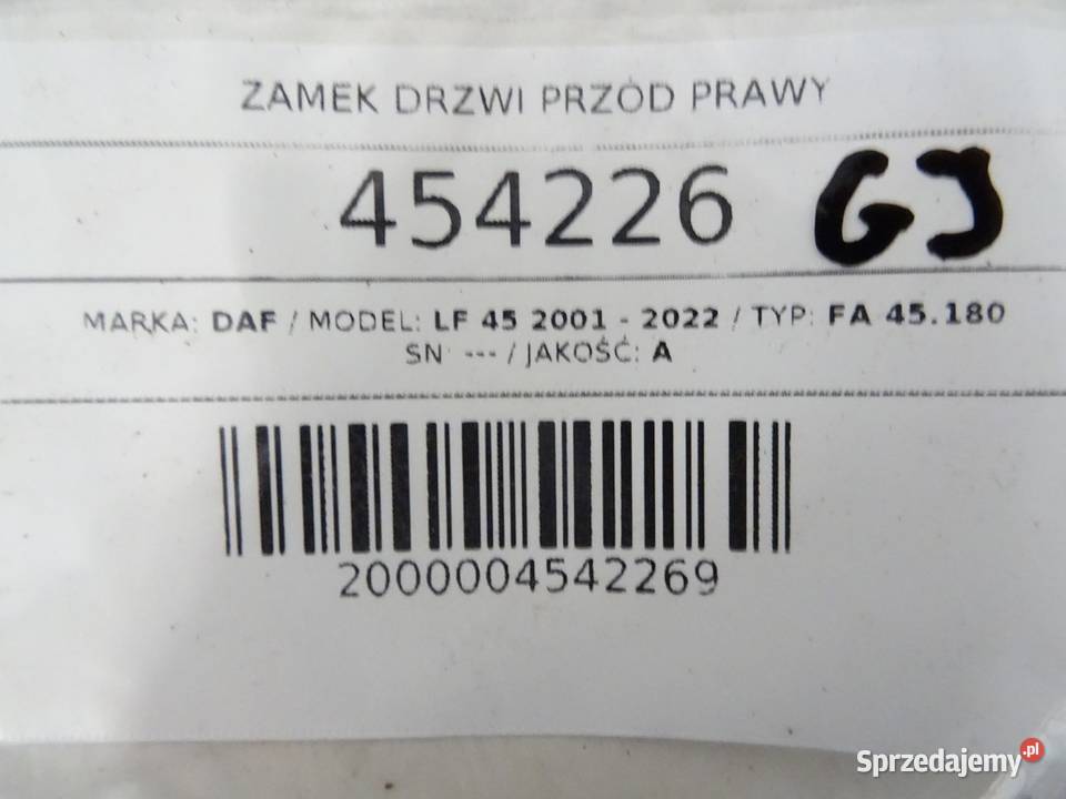 ZAMEK DRZWI PRZÓD PRAWY DAF LF 45 Van minibus sprzedam