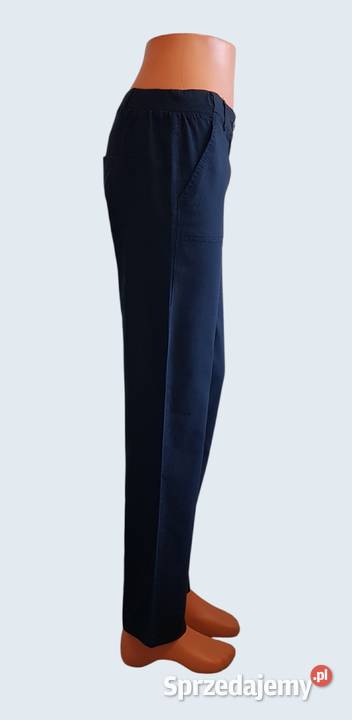 Damskie eleganckie granatowe spodnie materiałowe Chrzanów