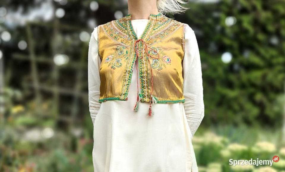 Złota kamizelka bolerko gorset XL 42 etno folk Pozostałe Szczecin