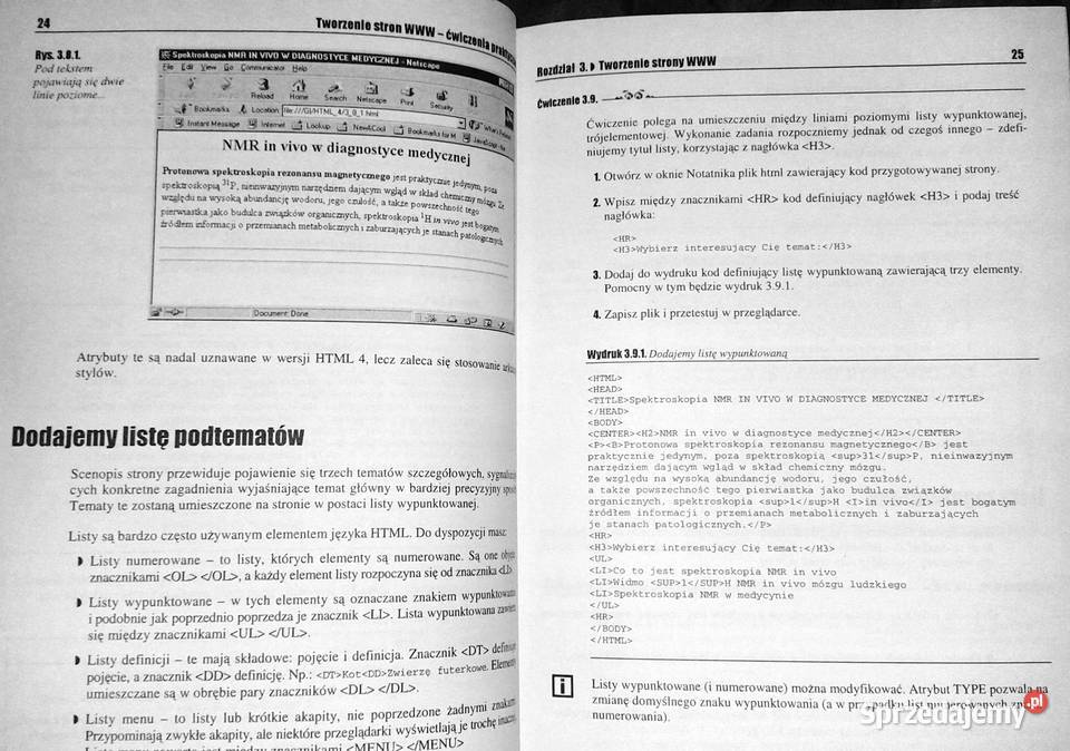 Tworzenie stron WWW Ćwiczenia praktyczne Maria Rok wydania 2000 lubelskie sprzedam