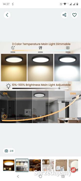 Slochi Lampa sufitowa LED 24W plafon z pilotem śląskie