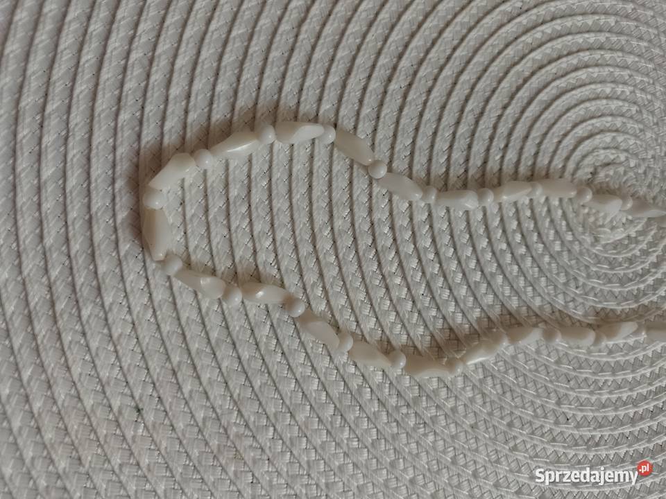 Białe korale Naszyjnik wisiorek Top Vintage Kraków