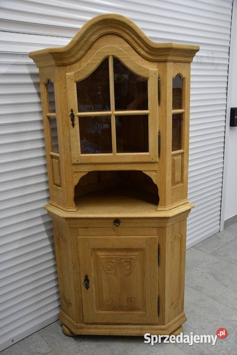 witryna narożna z drewna dębowego nowa