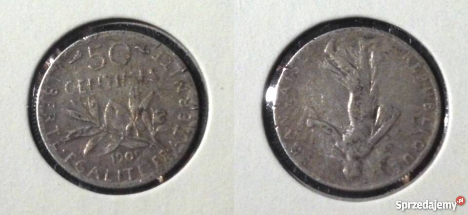 FRANCJA 50 Centimes 1909 SREBRO małopolskie Kraków