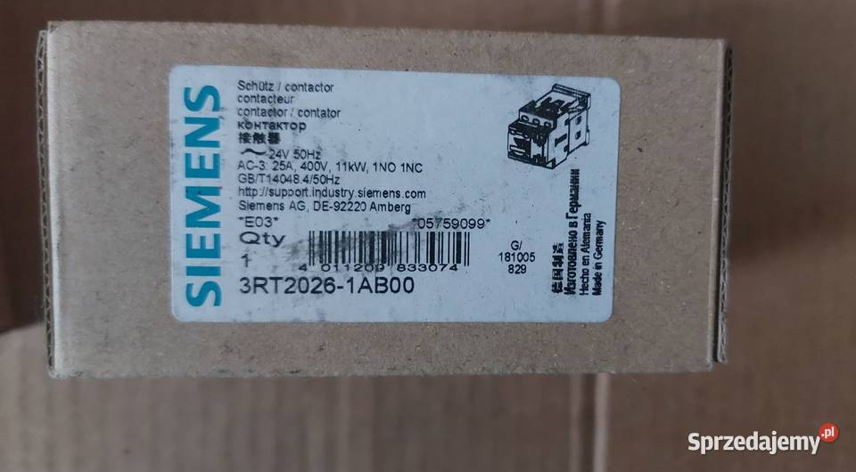 3rt20261ab00 stycznik siemens Elektryka i akcesoria Dąbrowa Górnicza