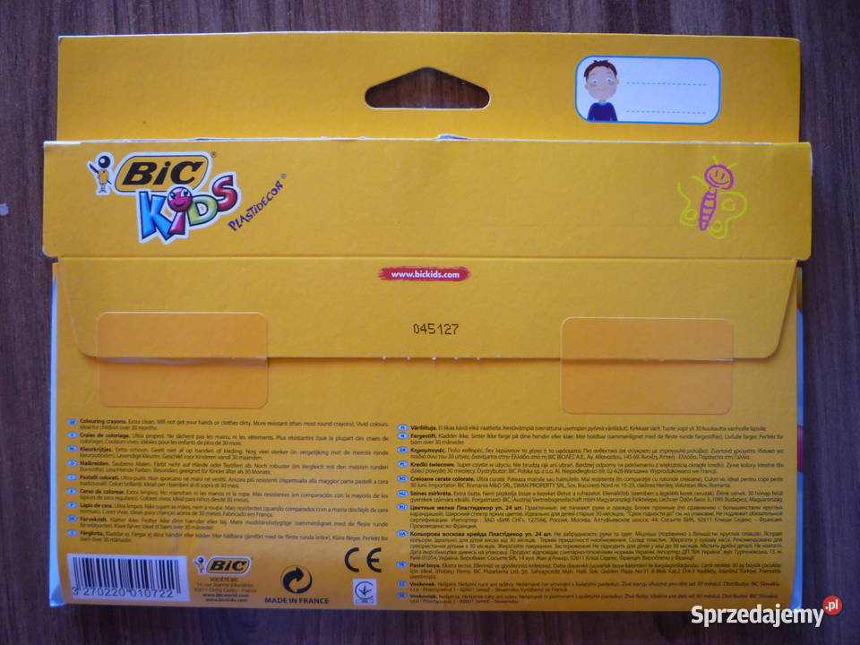 NOWE Kredki świecowe 24 kolory BIC Niebrudzące
