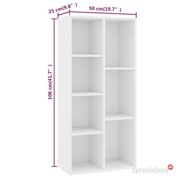 Regał na książki biały 50x25x106 materiał Regały mazowieckie