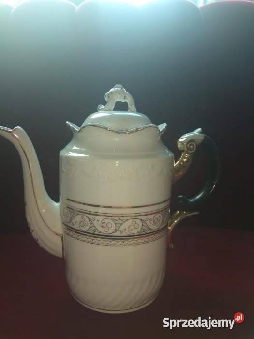 Duży dzbanek do kawy Złocenia i czarna emaila Gdańsk