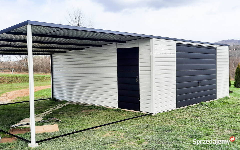 GARAZ BLASZANY 6M X 6M POZIOM WIATA SPAD GARAŻ Domki narzędziowe Łapanów
