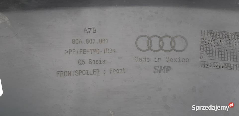 AUDI Q5 80A DOKŁADKA ZDERZAKA PRZÓD 80A807061 Zderzaki Bieleń