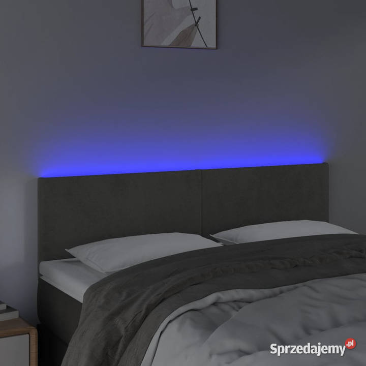 Zagłówek do łóżka z LED ciemnoszary 144x5x7888 Warszawa