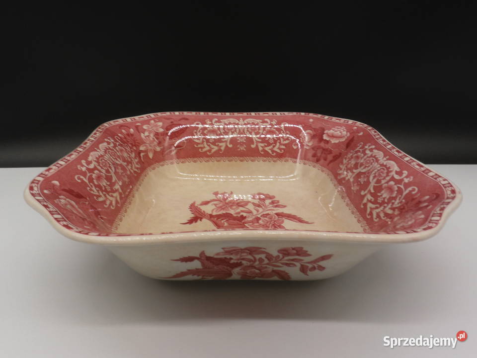 Kwadratowa Miska Spode Pink Camilla Angielska Porcelana i szkło Raszków