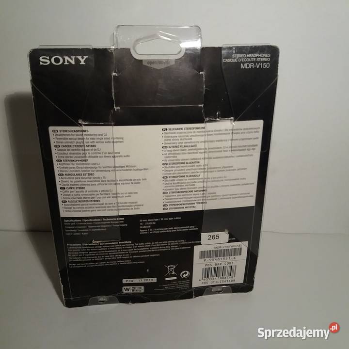 Słuchawki przewodowe SONY MDRV150 stereo nowe Audio Warta