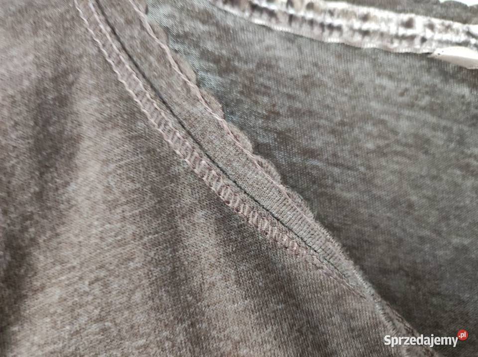 bluzka rozpinana koszulka top tshirt kobieca szary/srebrny