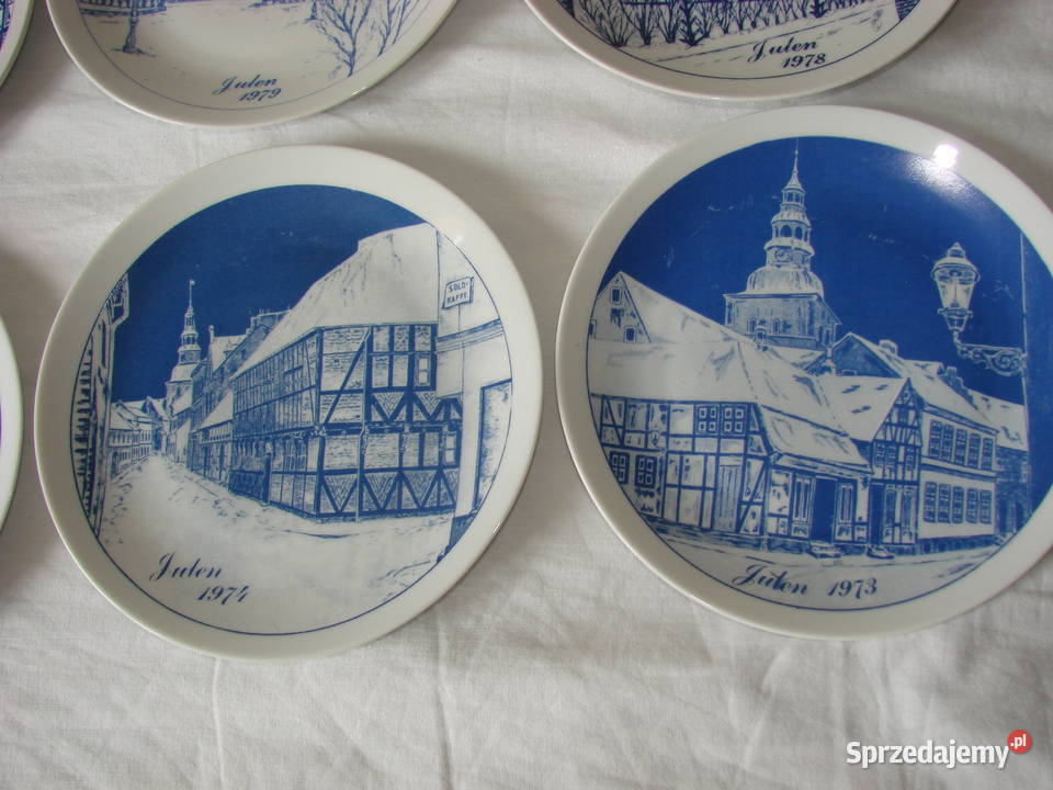 Elgporslin Sweden kobaltowe talerze świąteczne