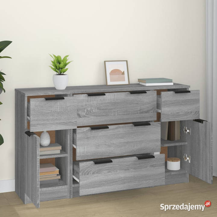 Szafki 3 szary dąb sonoma materiał Warszawa sprzedam