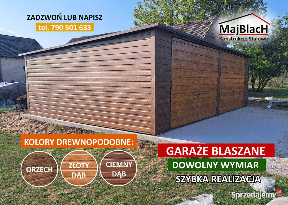 Garaż Blaszany ORZECH 2 Bramy Ładne Garaże pomorskie Kartuzy