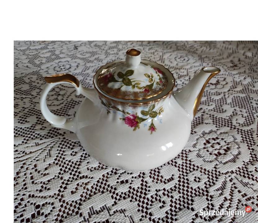 Czajnik imbryk 16 l Iwona Złota Róża porcelanowy biały Kielce
