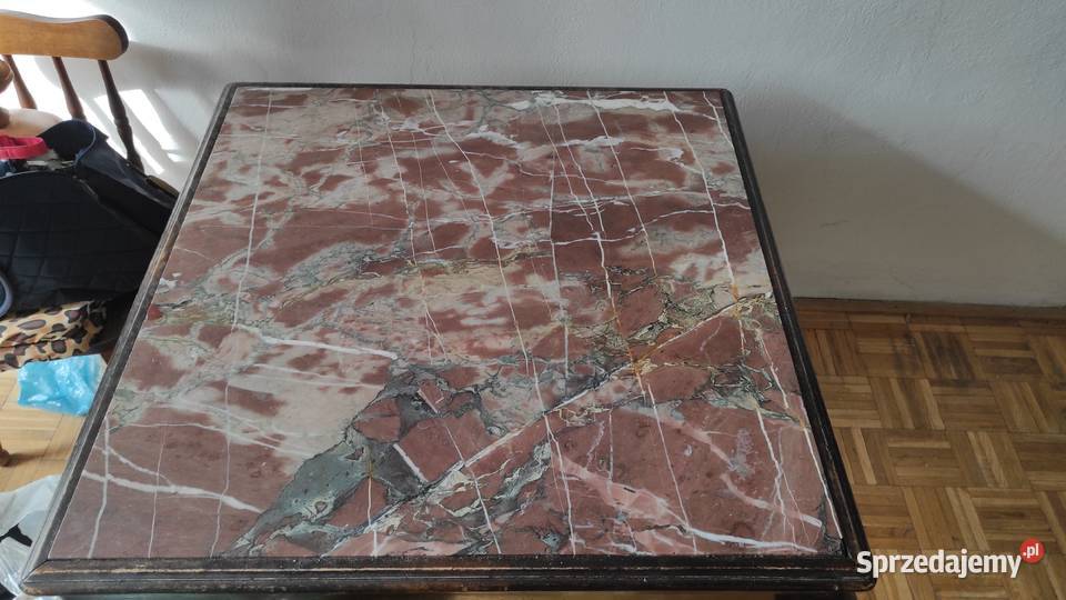 Stolik Kawowy z Marmurowym Blatem Styl Warszawa